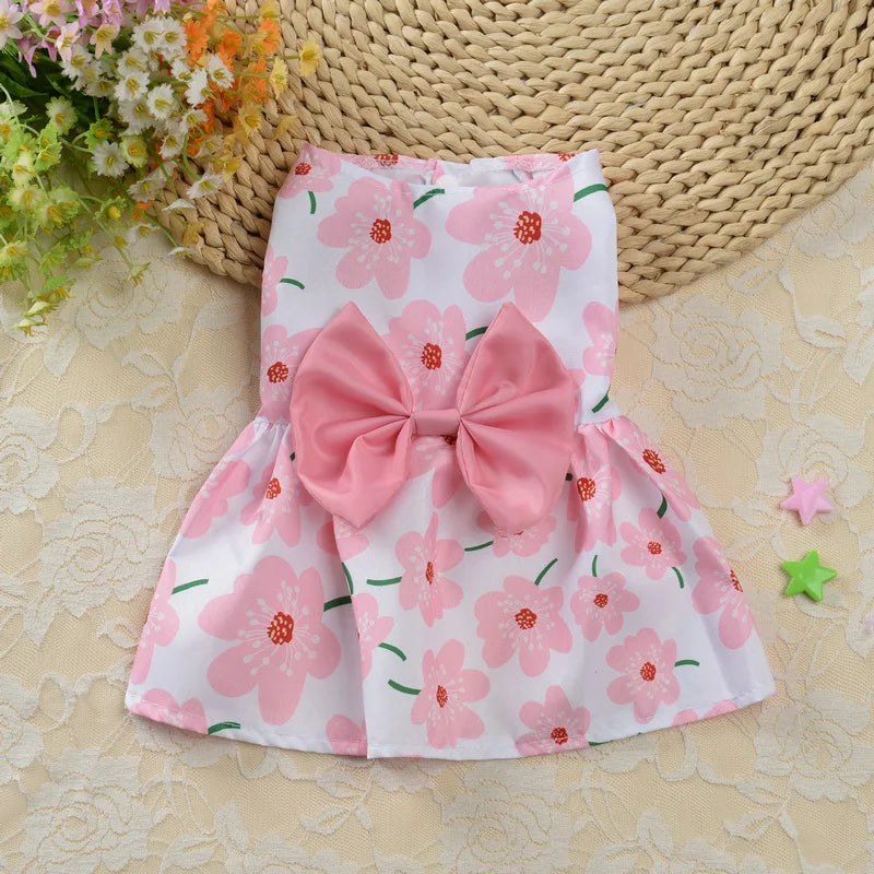 Pet Supplies Small Dog Flower Princess Dress Kitty Teddy New Pet Clothes Cute Dog Skirt Summer Thin Pet Accessories