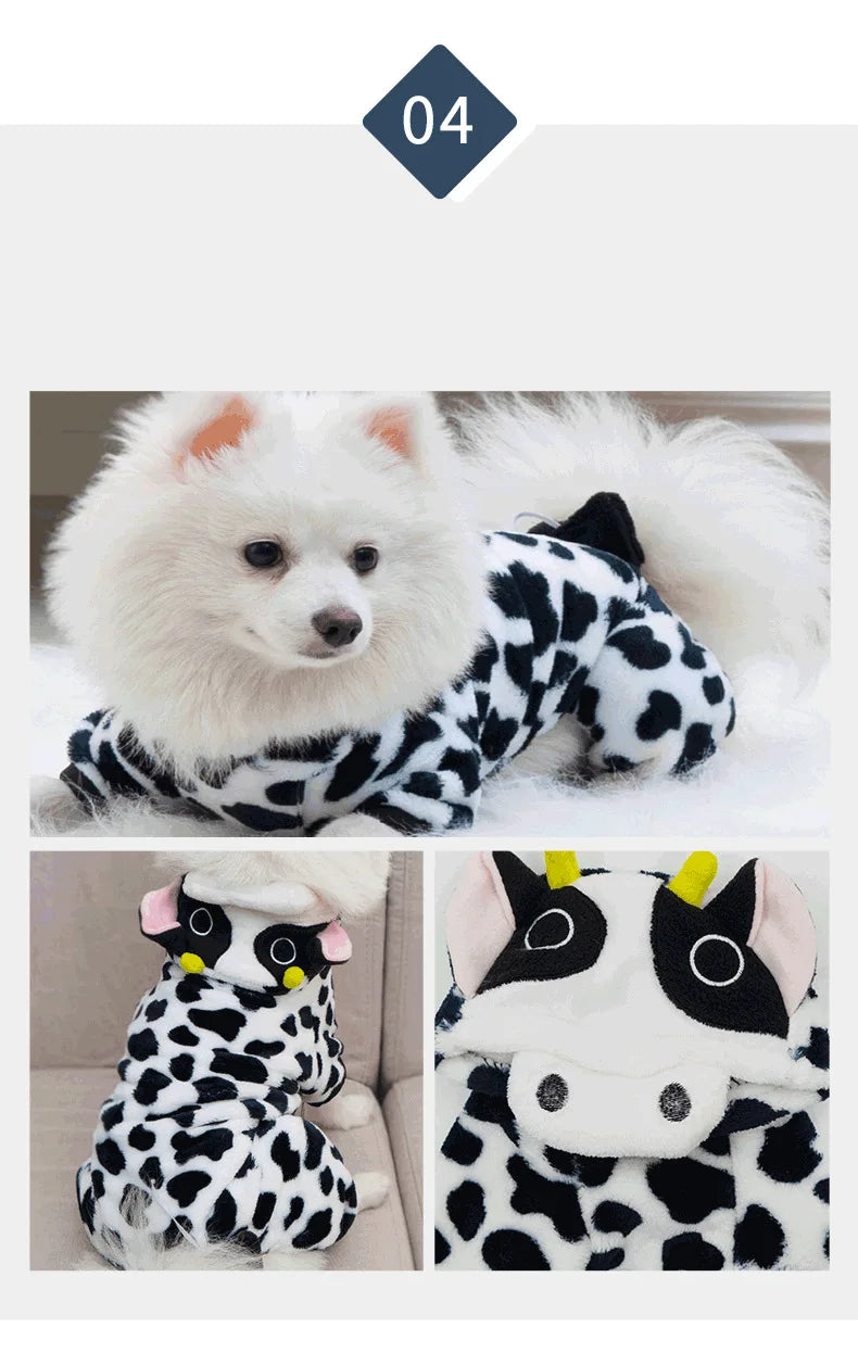 Four Legged Dog Winter Clothes Pet Clothes Transformation Clothe Coral Fleece Autumn and Winter Dinosaur Cat Clothing Pet Supply