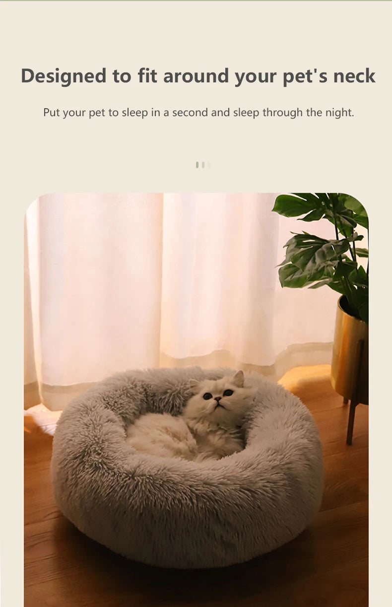 40-70cm Home Plush Pet Nest Super Soft Warm Detachable and Washable Round Pet Bed For Dog and Cat House Winter Warm Sleeping