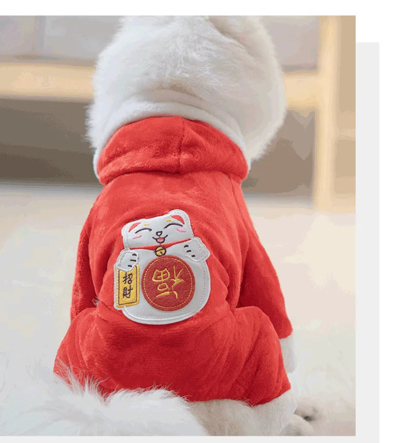 Four Legged Dog Winter Clothes Pet Clothes Transformation Clothe Coral Fleece Autumn and Winter Dinosaur Cat Clothing Pet Supply