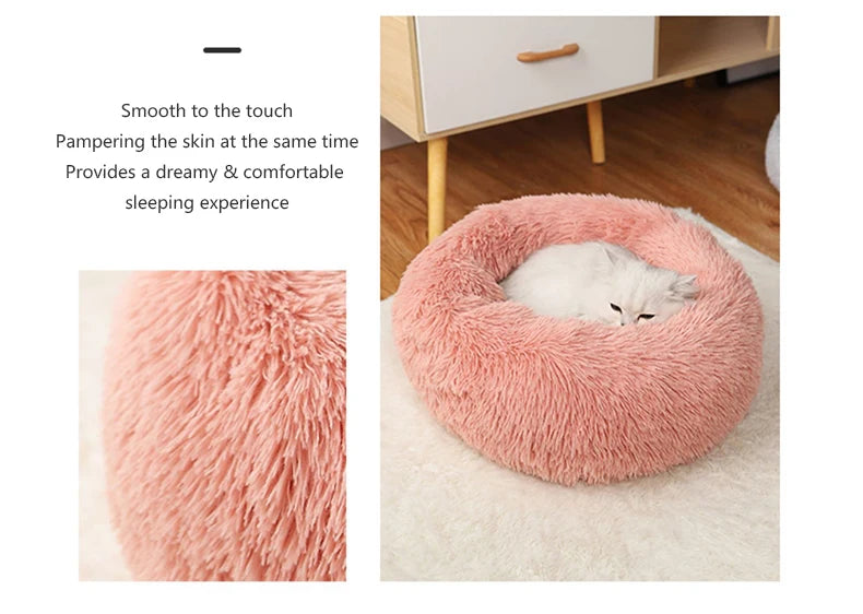 40-70cm Home Plush Pet Nest Super Soft Warm Detachable and Washable Round Pet Bed For Dog and Cat House Winter Warm Sleeping