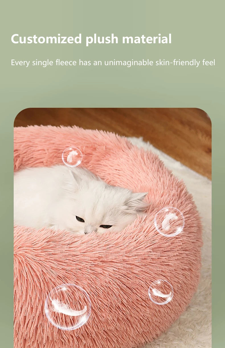 40-70cm Home Plush Pet Nest Super Soft Warm Detachable and Washable Round Pet Bed For Dog and Cat House Winter Warm Sleeping