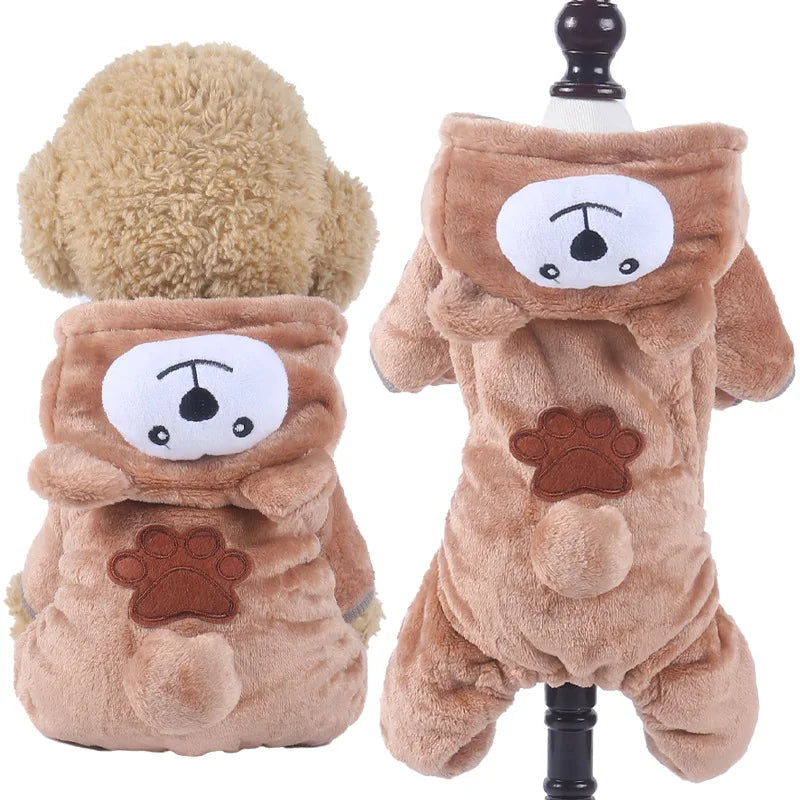 Four Legged Dog Winter Clothes Pet Clothes Transformation Clothe Coral Fleece Autumn and Winter Dinosaur Cat Clothing Pet Supply