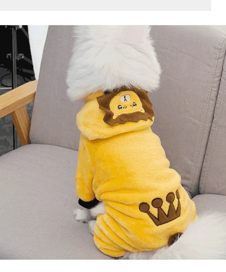 Four Legged Dog Winter Clothes Pet Clothes Transformation Clothe Coral Fleece Autumn and Winter Dinosaur Cat Clothing Pet Supply